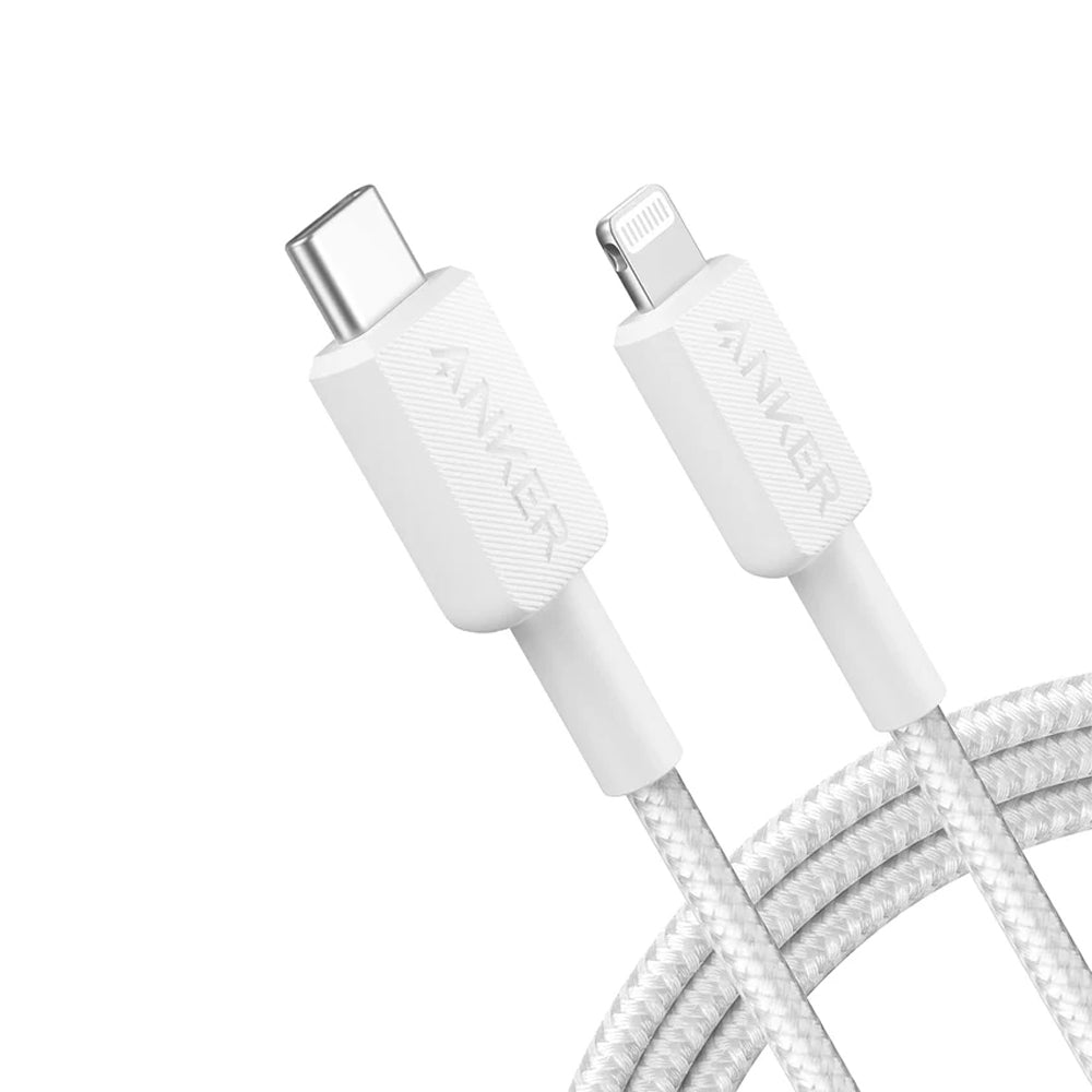 كابل أنكر USB-C الى Lightning بطول 0.9 متر شحن سريع 60 وات 322 A81B5H21 - ابيض