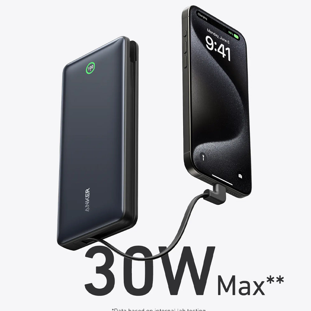 Anker Nano A1387H11 Power Bank Fast Charging 30W 20000mAh With USB-C Cable - Black