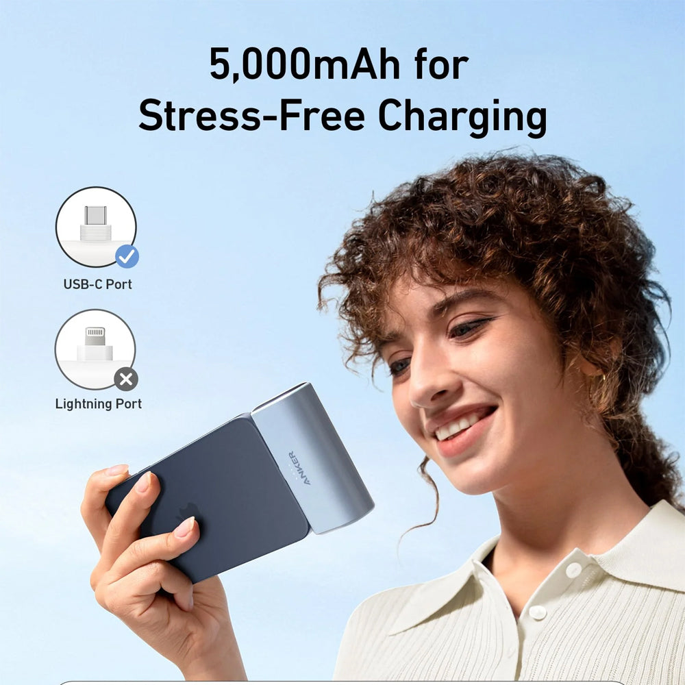 Anker Nano A1653H11 Power Bank Fast Charging 22.5W 5000mAh Built-In USB-C Connector - Black