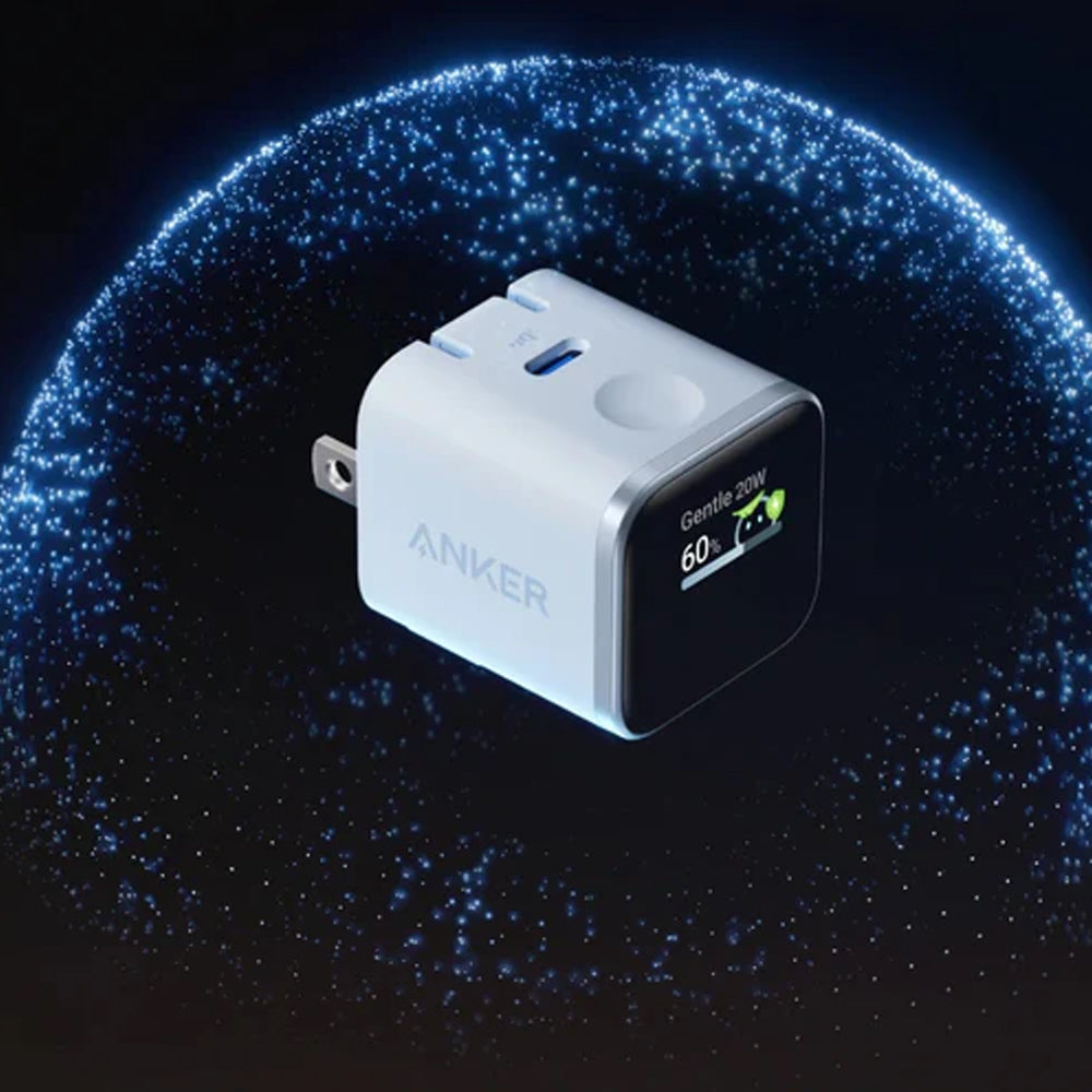 Anker Nano Wall Charger USB-C Fast Charging 45W Smart Display 180° Foldable - White