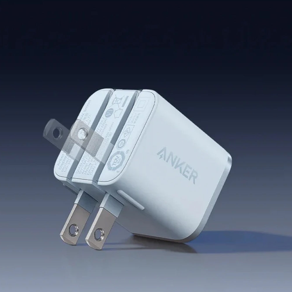 Anker Nano Wall Charger USB-C Fast Charging 45W Smart Display 180° Foldable - White