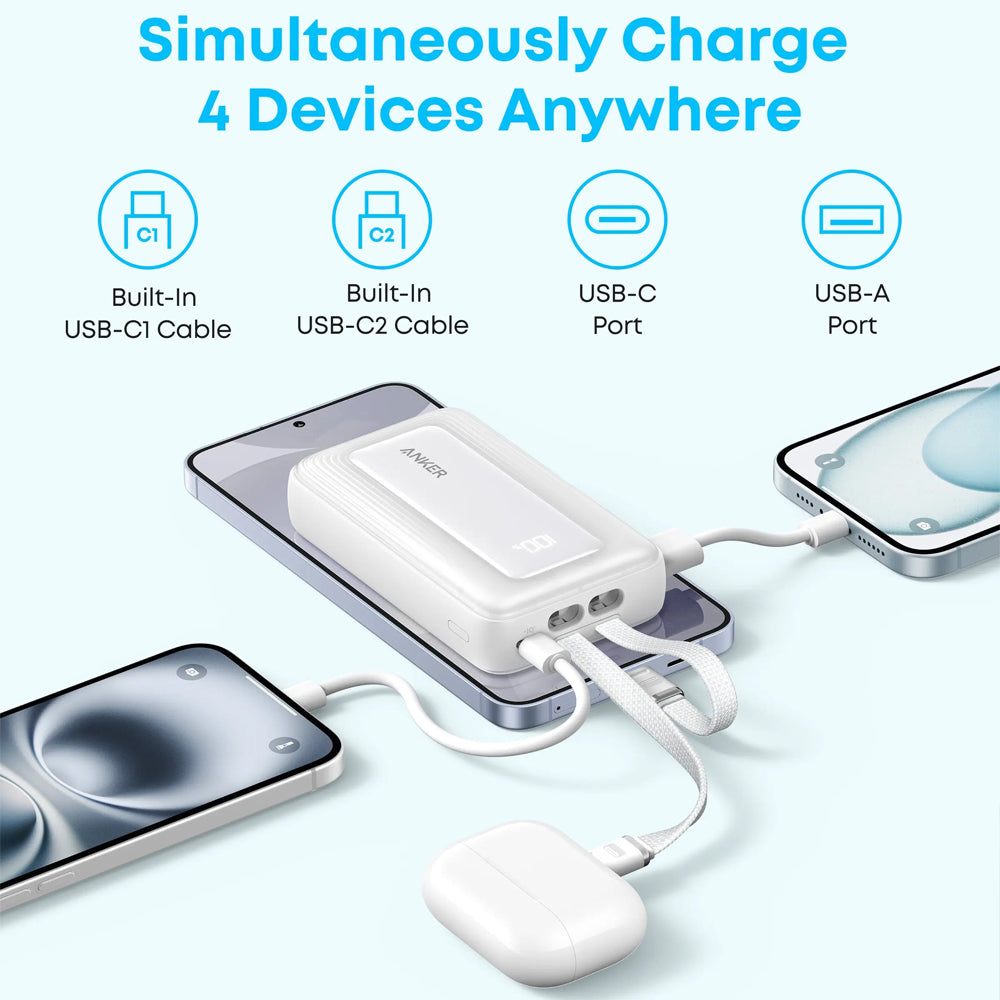 Anker Zolo A1680H12 Power Bank Fast Charging 35W 10000mAh With Dual USB-C Cable - Black