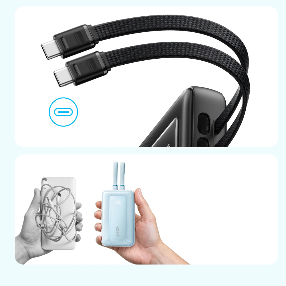 Anker Zolo A1680H12 Power Bank Fast Charging 35W 10000mAh With Dual USB-C Cable - Black