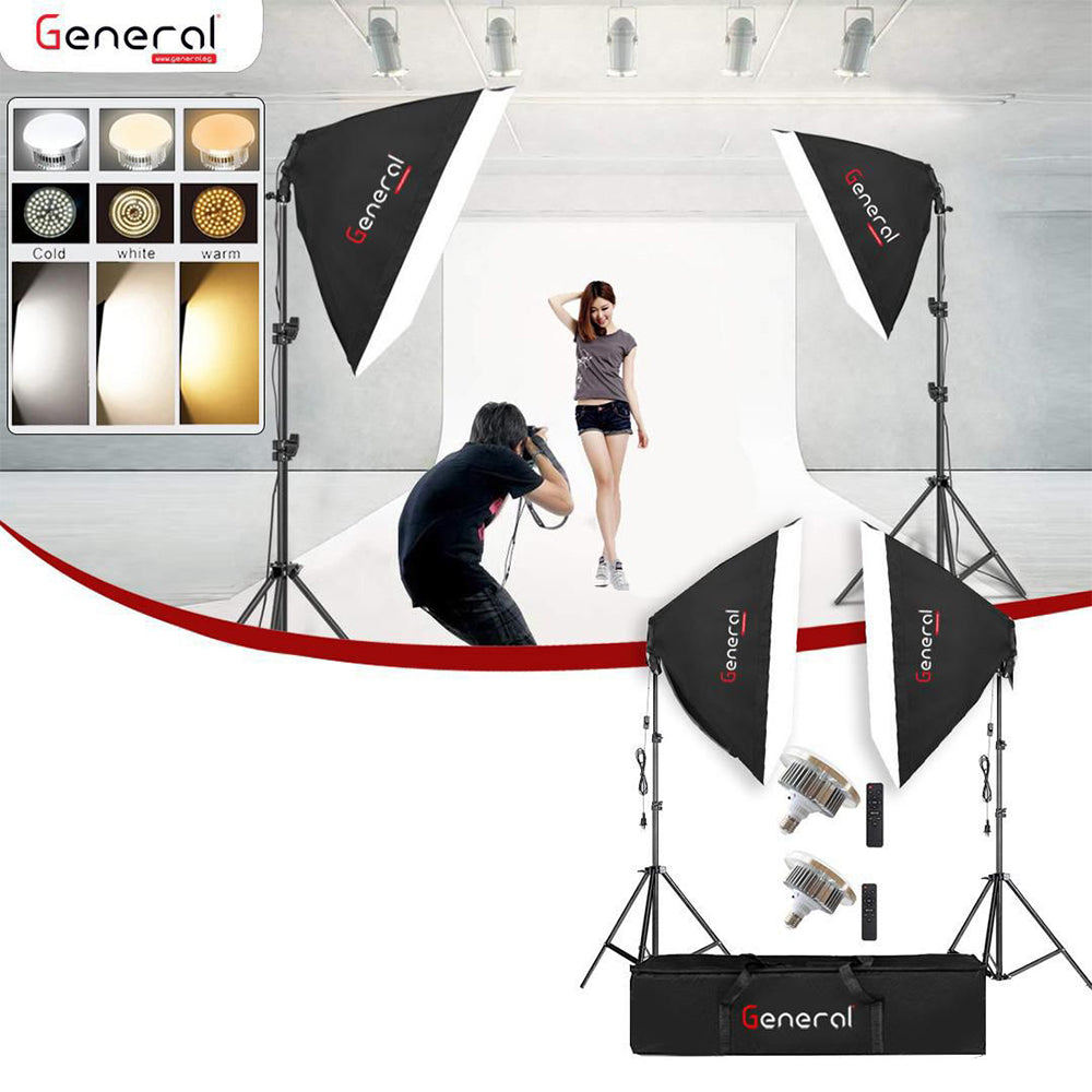 مجموعة إضاءة جنرال مع لمبتين سوفت بوكس 150 وات KIT2PC