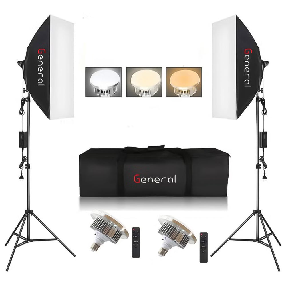 مجموعة إضاءة جنرال مع لمبتين سوفت بوكس 150 وات KIT2PC