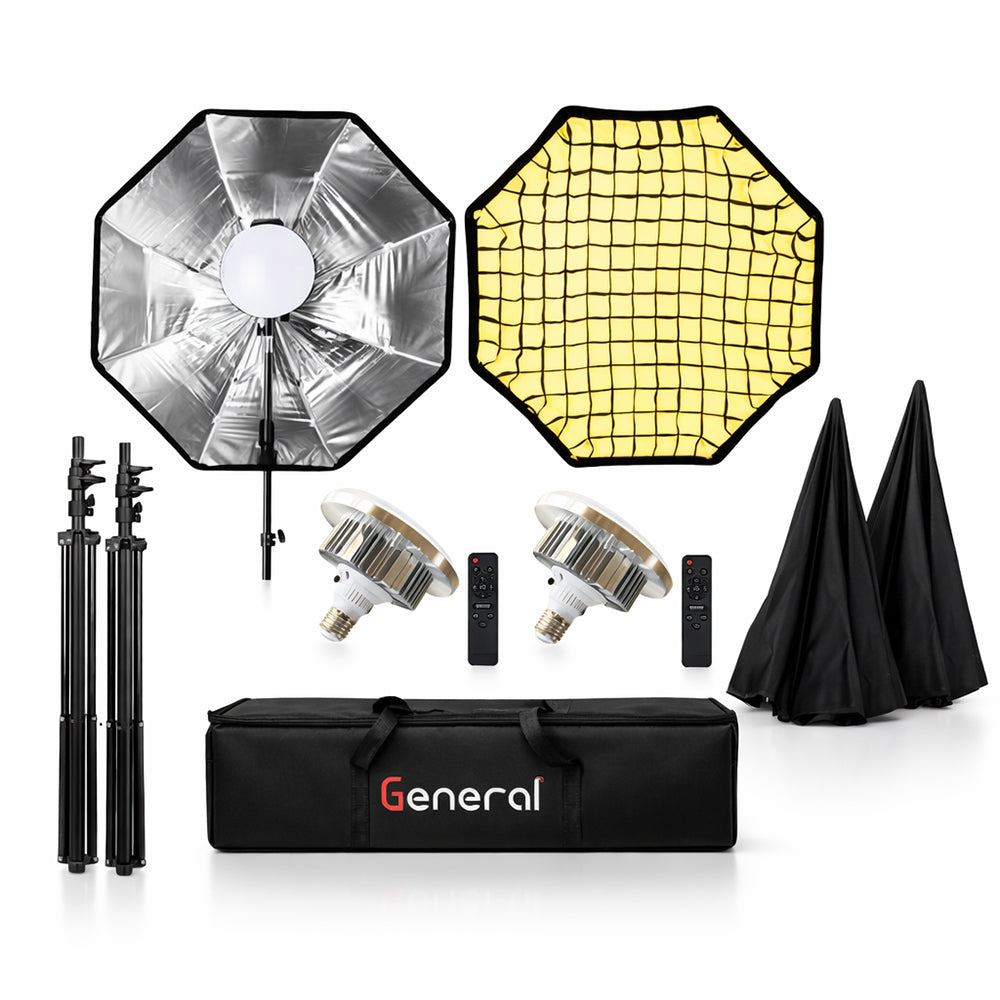 General Light Kit2pc 120cm Deep Octa LED 2x150W With Lamp Holder