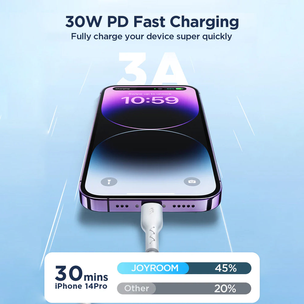 Joyroom S-A26 USB-C To Lightning Cable 30W Fast Charging 1m - Black