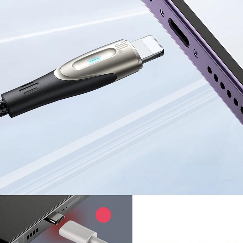 كابل شحن جوي روم USB-C الى Lightning شحن سريع 30 وات 1.2 متر S-A27 - اسود
