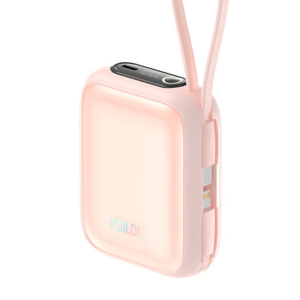 باور بانك رسيلو USB-C شحن سريع 22.5 وات 3 امبير 20000 مللي أمبير مع كابل مزدوج R1029-003 - بينك