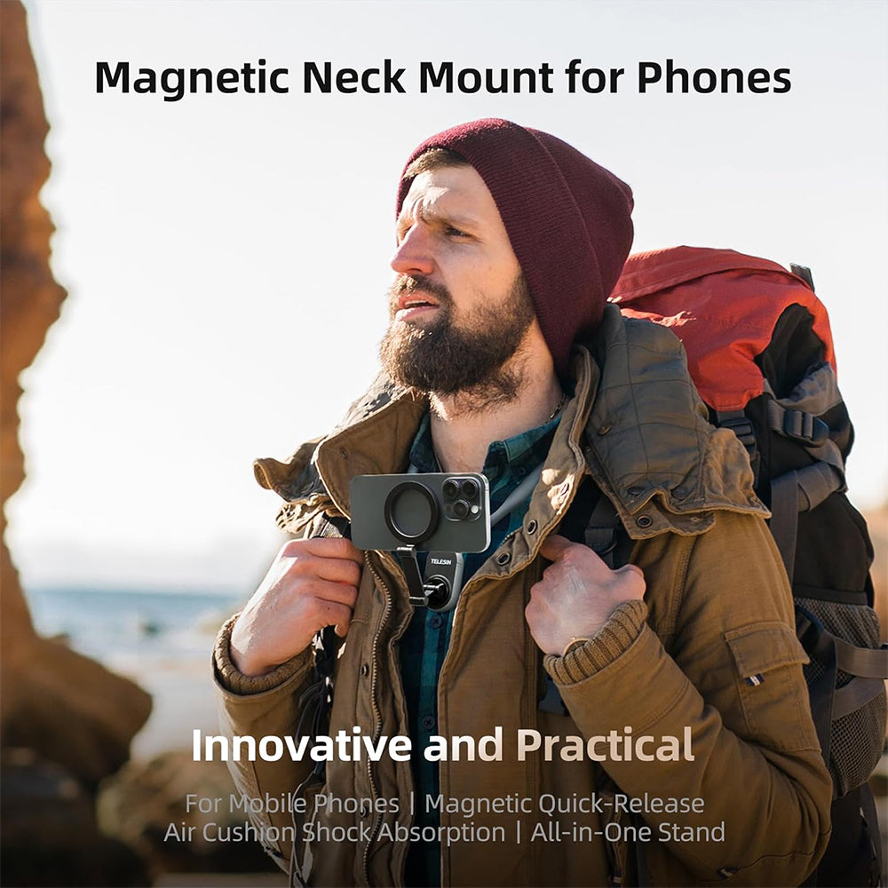 TELESIN Magnetic Neck Mobile Phone Holder - Gray