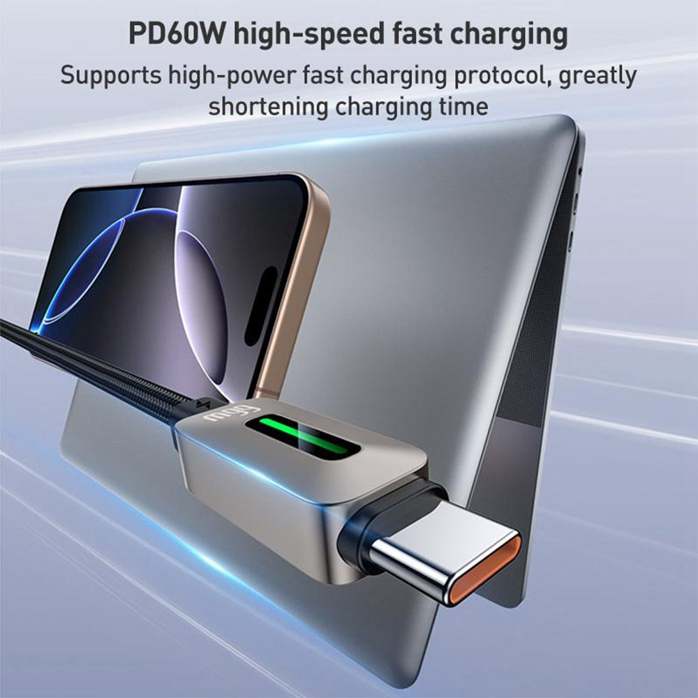 كابل يسيدو USB-C إلى USB-C شحن سريع 60 واط 1.2 متر CA198 - أسود
