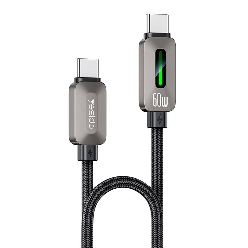 كابل يسيدو USB-C إلى USB-C شحن سريع 60 واط 1.2 متر CA198 - أسود