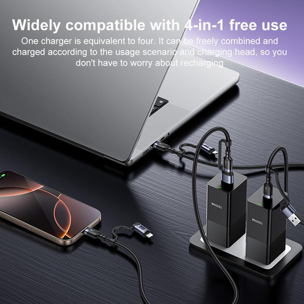 Yesido CA200 4-in-1 Cable 60W Fast Charging 1.2m - Black