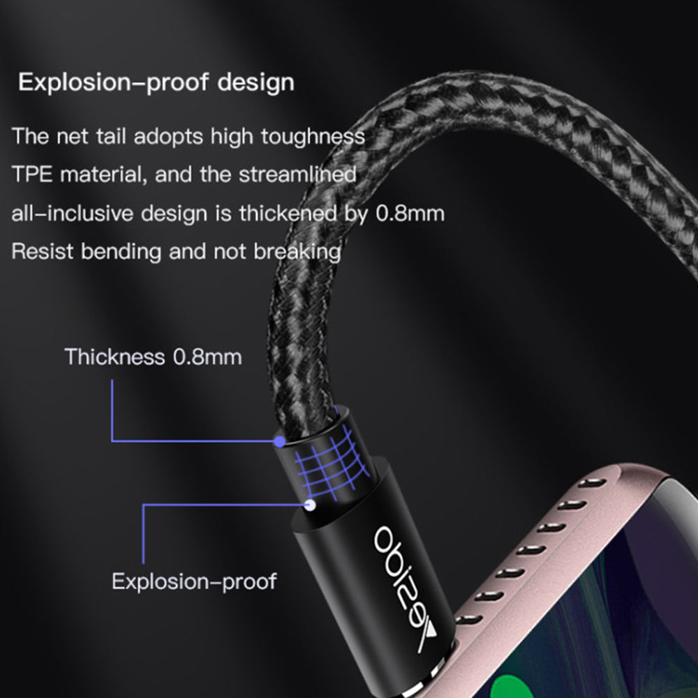 كابل يسيدو USB-C إلى USB-C شحن السريع 3 أمبير 45 واط، طول 1.2 متر CA55 - أسود