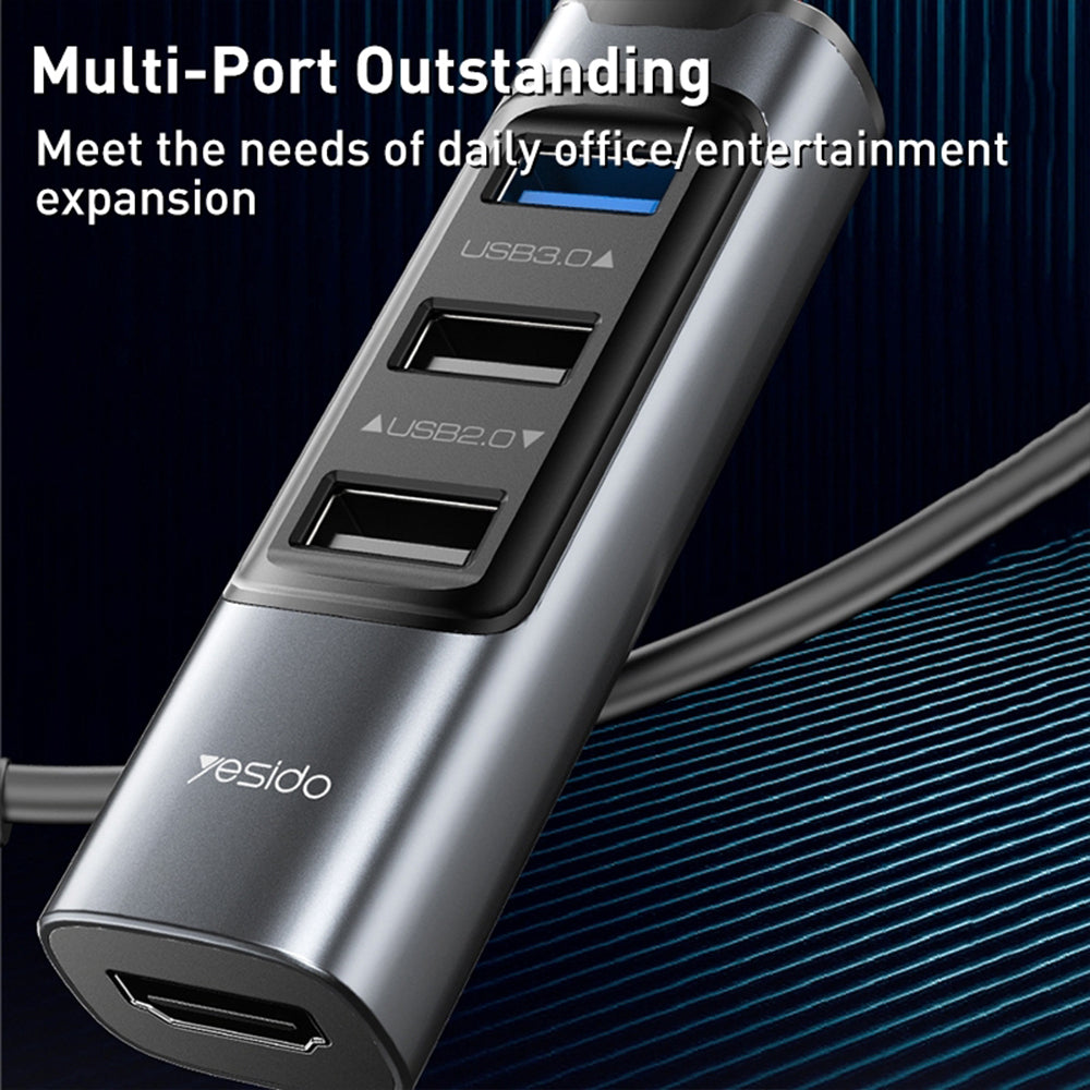 Yesido HB22 5-in-1 USB-C PD Hub - Black