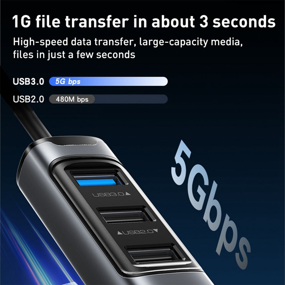 موزع USB-C PD متعدد الوظائف يسيدو 5 في 1 HB24 - أسود