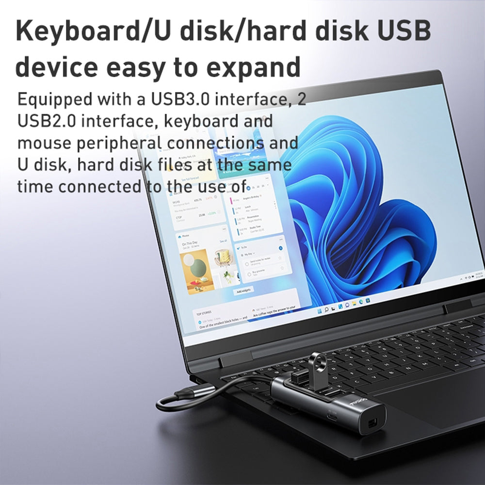 موزع USB-C PD متعدد الوظائف يسيدو 5 في 1 HB24 - أسود