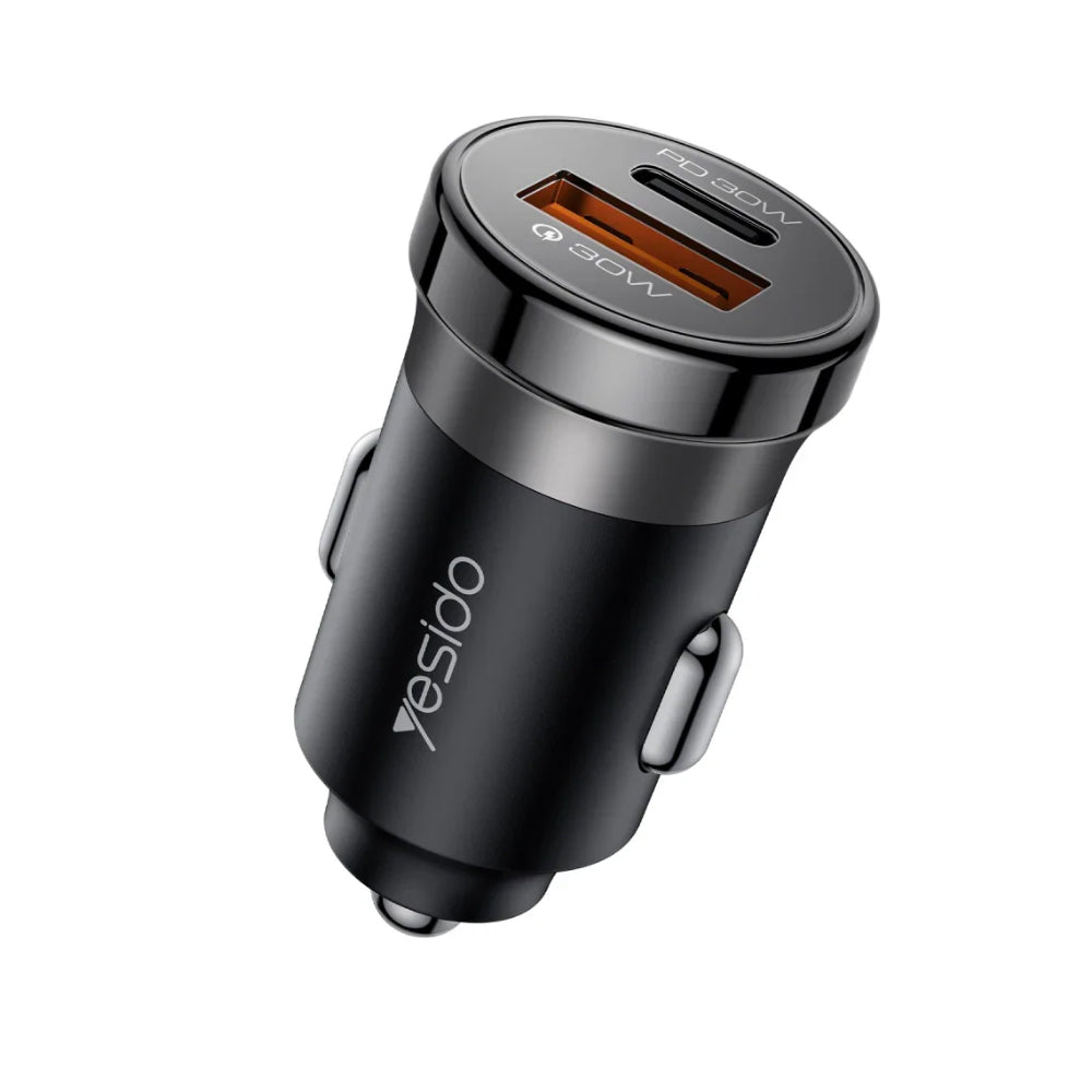 Yesido Y72 Car Charger USB-C, USB-A, USB-C To USB-C Cable Fast Charging 30W - Black