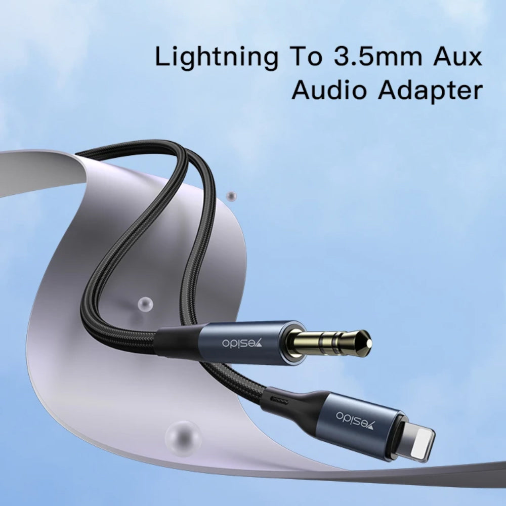 Yesido YAU35 Lightning To 3.5mm AUX Audio Cable 1m - Black
