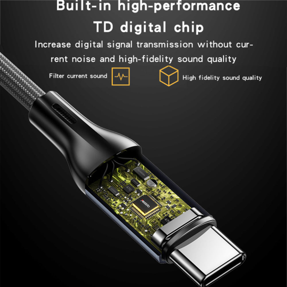 Yesido YAU42 USB-C To 3.5mm AUX Audio Cable 1m - Black