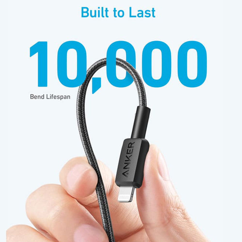 كابل أنكر USB-C الى Lightning بطول 0.9 متر شحن سريع 60 وات 322 A81B5H11 - اسود