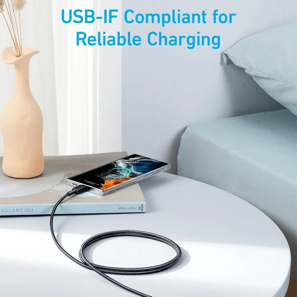 كابل أنكر USB-C الى Lightning بطول 0.9 متر شحن سريع 60 وات 322 A81B5H11 - اسود