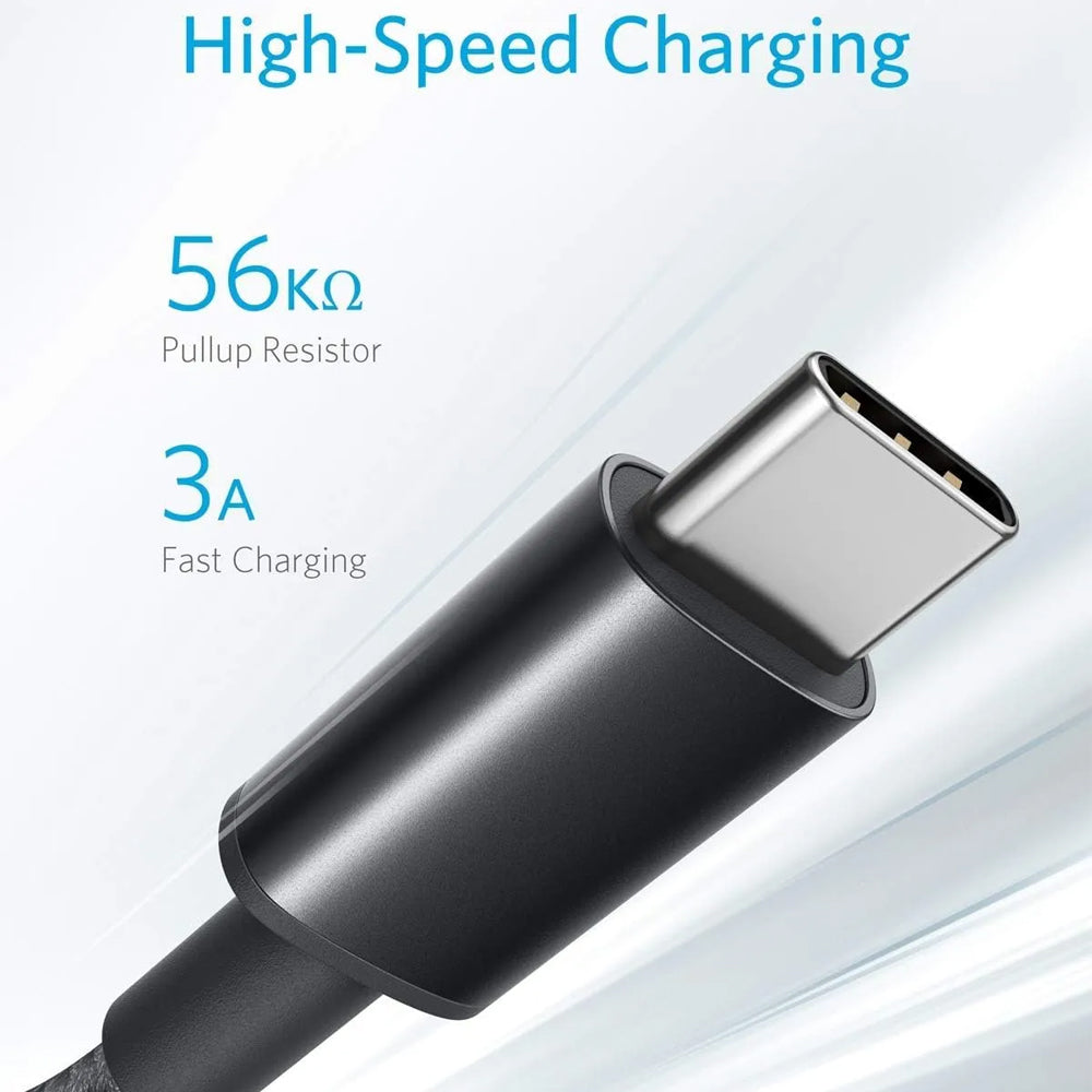 كابل أنكر USB الى USB-C بطول 1.8 متر شحن سريع 60 وات A8173H11 - اسود