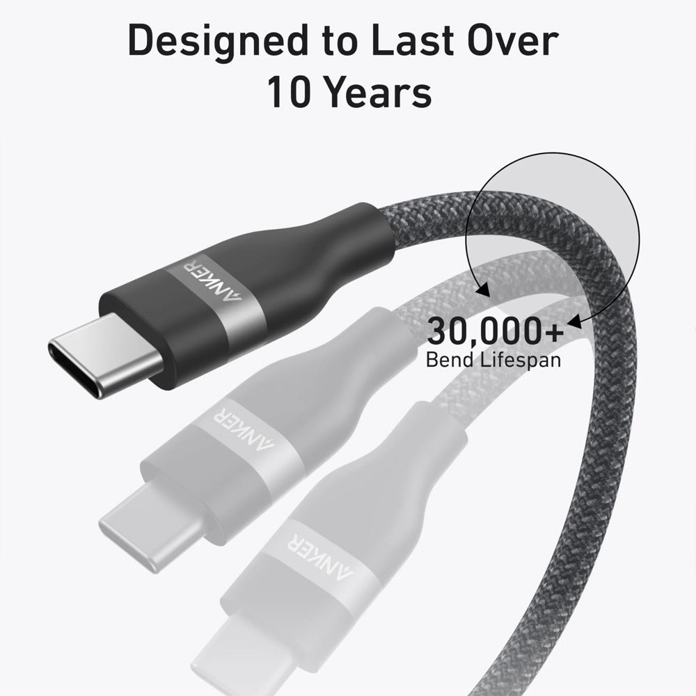 كابل أنكر USB-C الى USB-C بطول 0.9 متر شحن سريع 240 وات A82E2H11 - اسود
