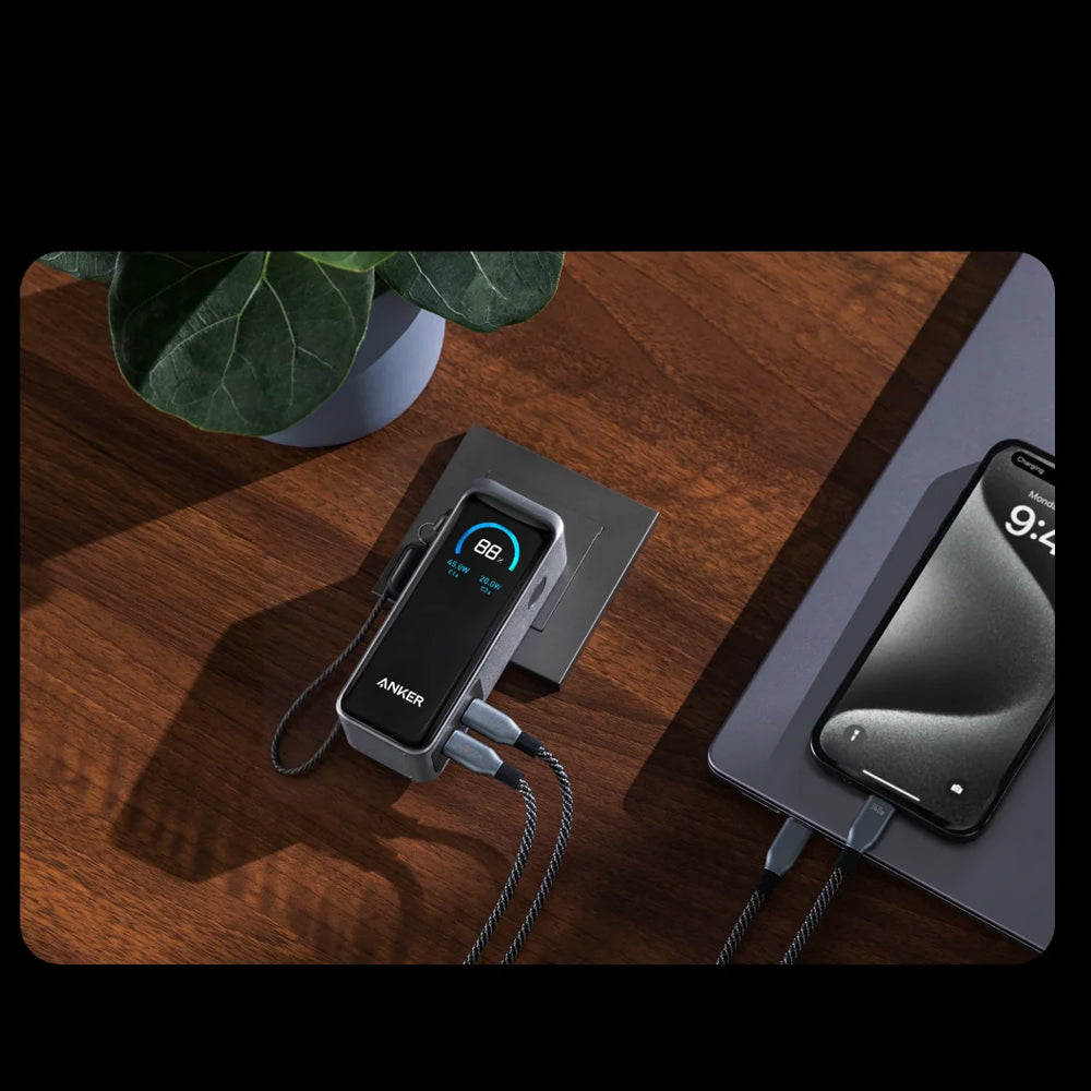 Anker Prime Power Bank Fast Charging 65W 9600mAh With Foldable Plug - Black