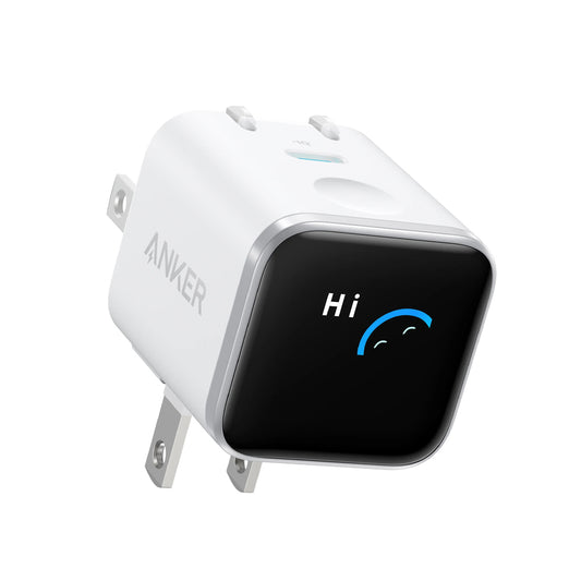 Anker Nano Wall Charger USB-C Fast Charging 45W Smart Display 180° Foldable - White