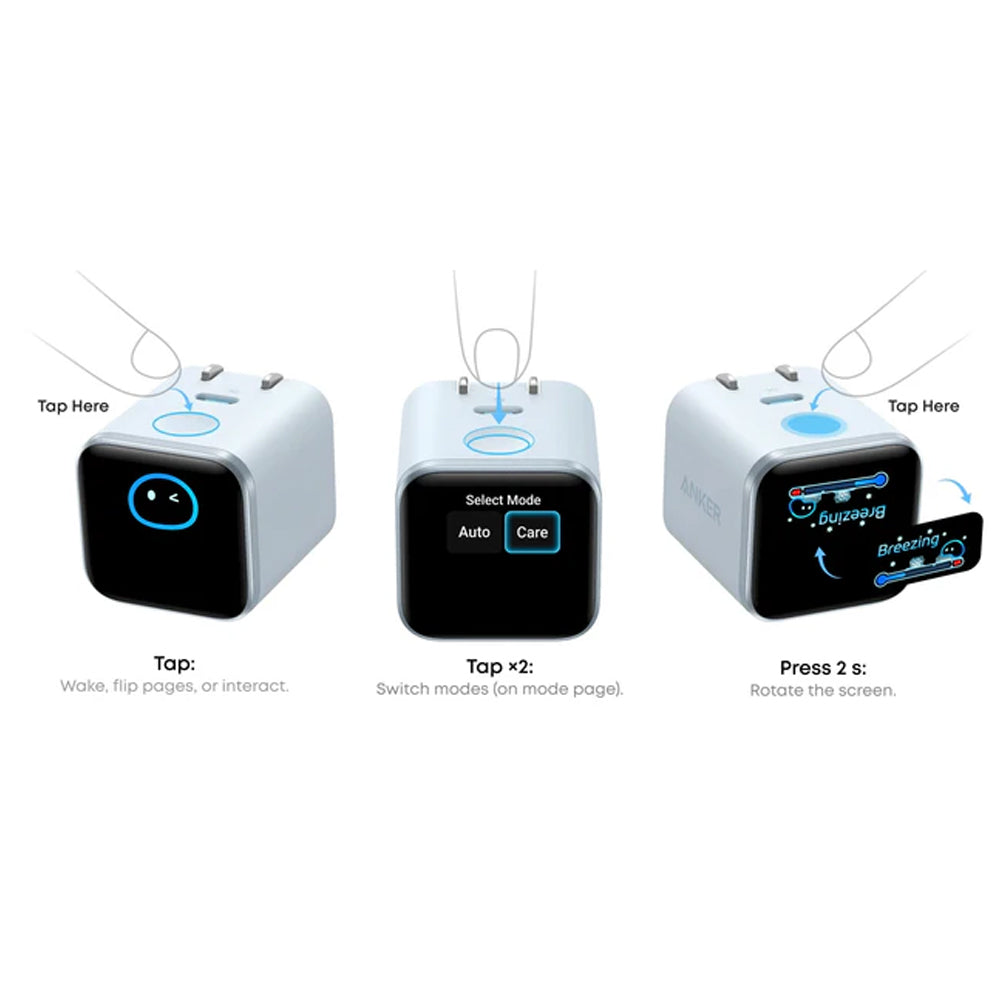 Anker Nano Wall Charger USB-C Fast Charging 45W Smart Display 180° Foldable - White