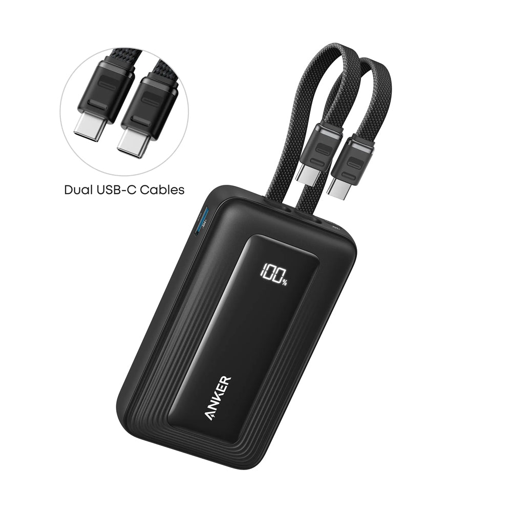 Anker Zolo A1680H12 Power Bank Fast Charging 35W 10000mAh With Dual USB-C Cable - Black