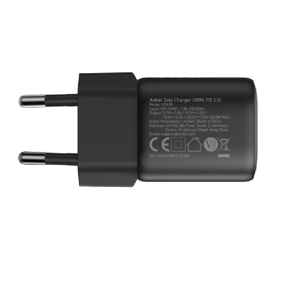 شاحن حائط أنكر USB-C شحن سريع 30 وات Zolo A2698L11 - أسود