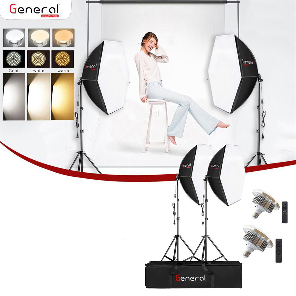 General Light Kit2pc 65cm Octa Box LED 2x150W
