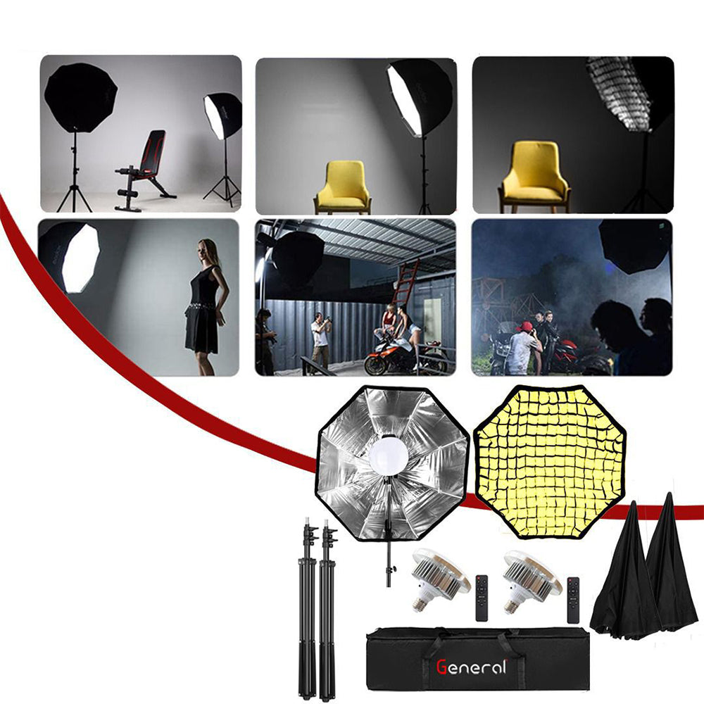 General Light Kit2pc 120cm Deep Octa LED 2x150W With Lamp Holder