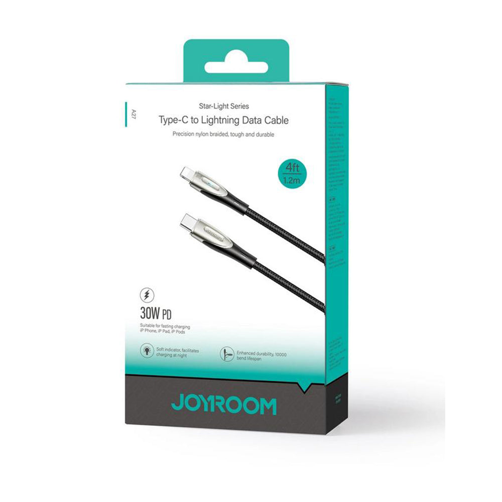 كابل شحن جوي روم USB-C الى Lightning شحن سريع 30 وات 1.2 متر S-A27 - اسود