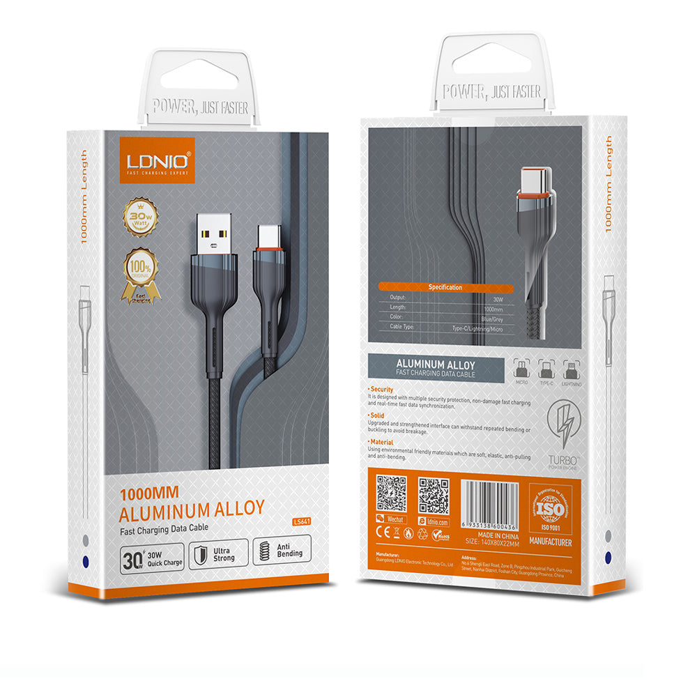 كابل شاحن لدنيو من USB الى USB-C شحن سريع 30 وات LS641