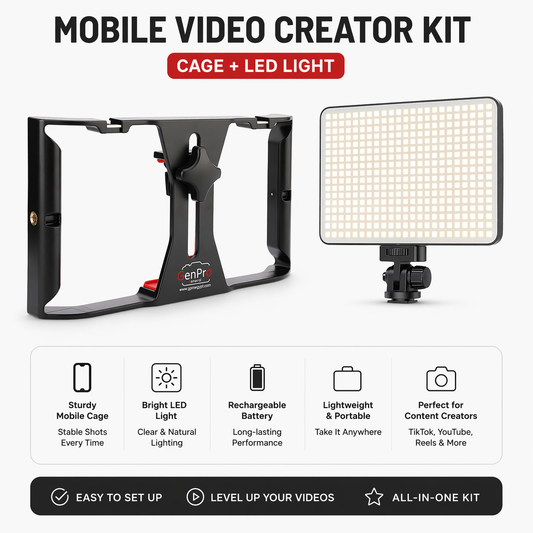Mobile Video Creator Kit (Cage + LED Light)