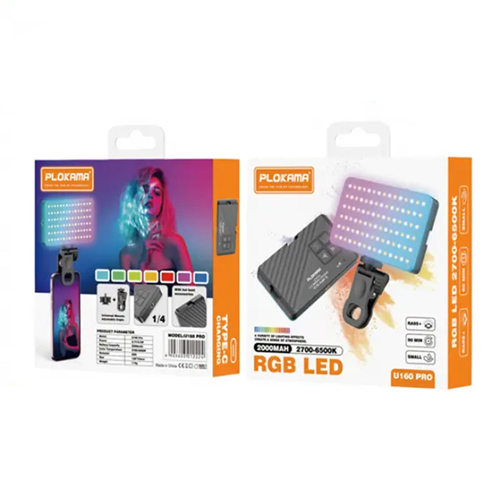 Plokama U160 Pro RGB LED Selfie Light Phone Clip