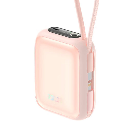 RSILOU R1029-003 Power Bank USB-C 3A 22.5W 20000mAh Built-In 2 Cables - Pink