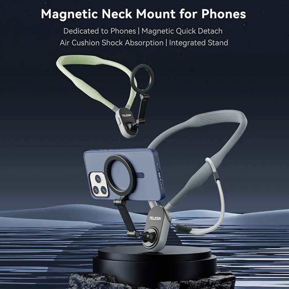 TELESIN Magnetic Neck Mobile Phone Holder - Gray
