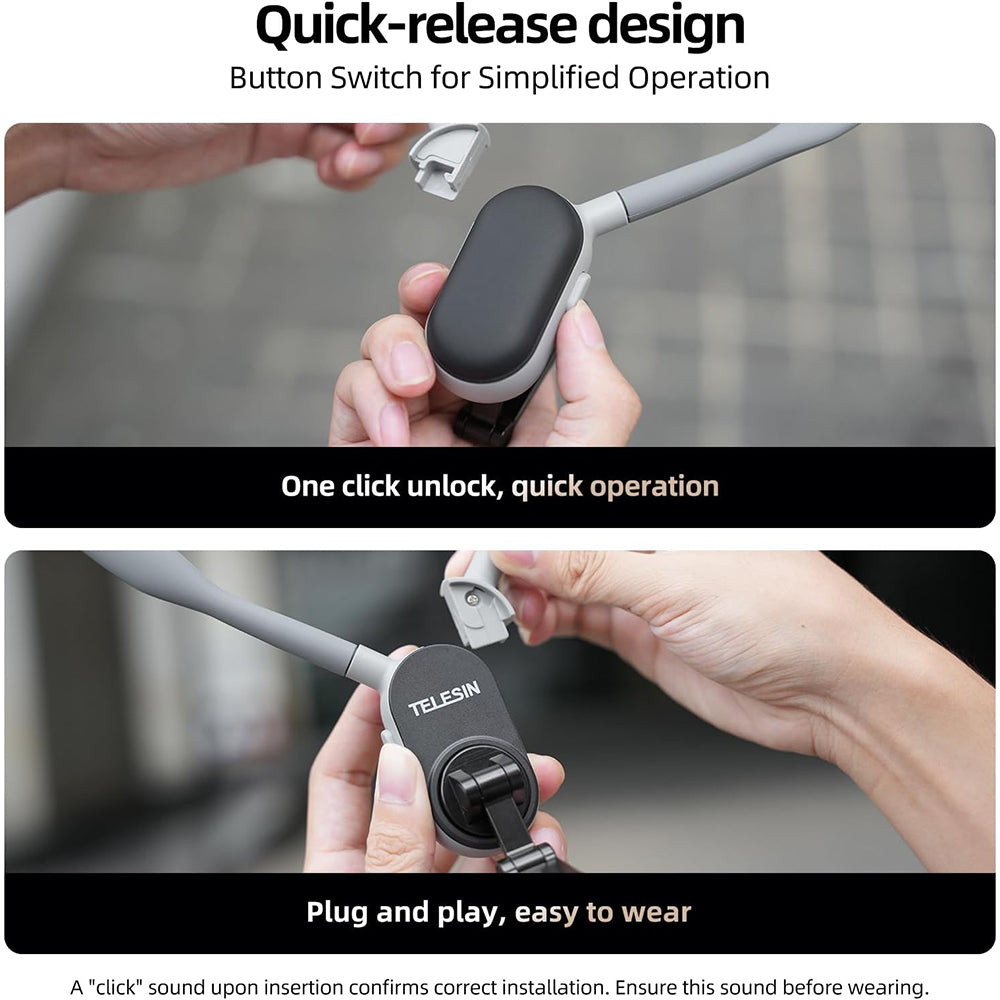 TELESIN Magnetic Neck Mobile Phone Holder - Gray