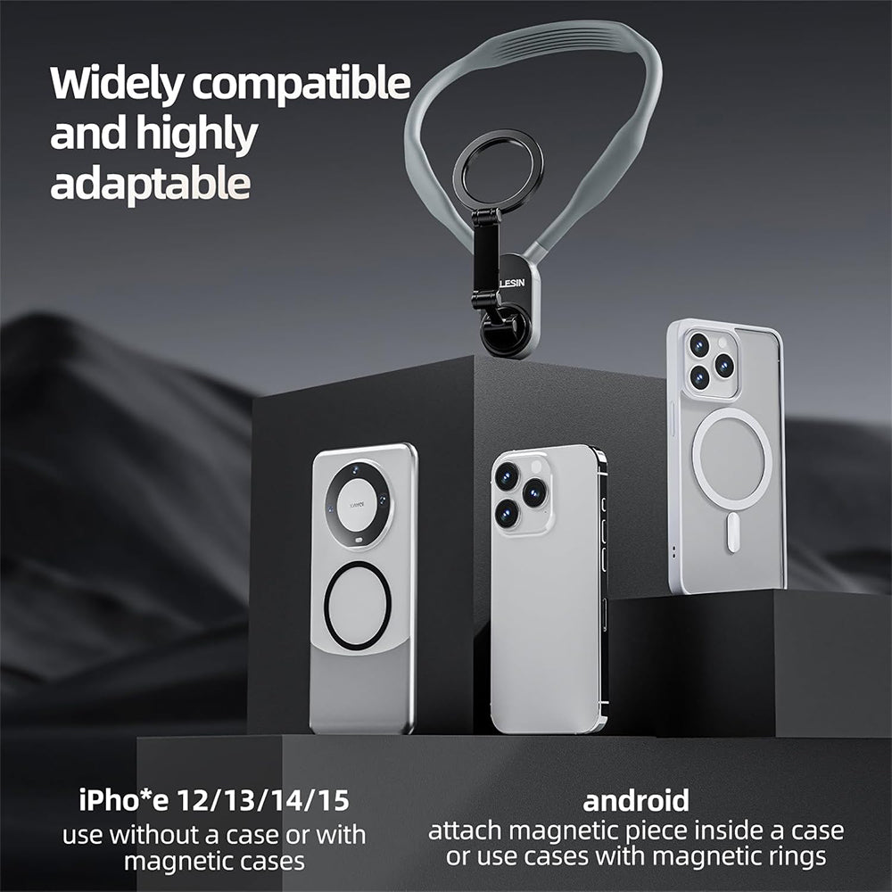 TELESIN Magnetic Neck Mobile Phone Holder - Gray