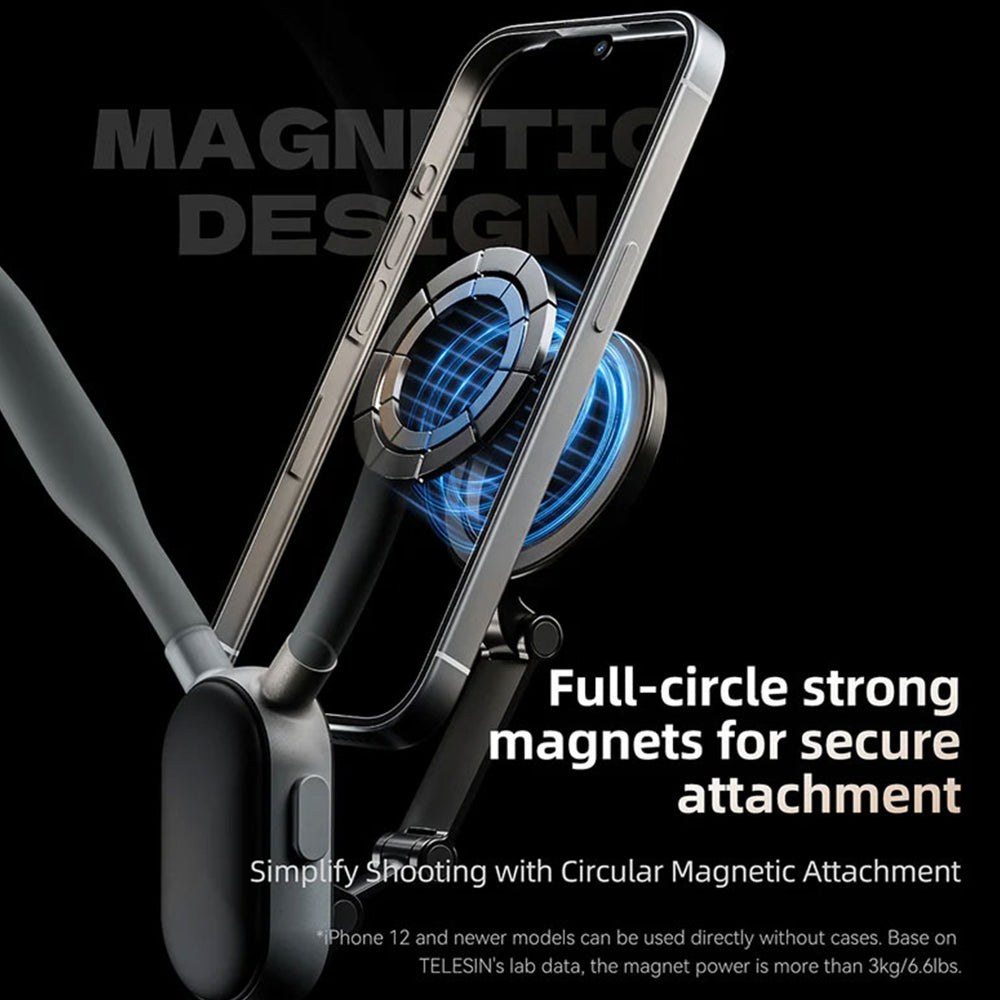 TELESIN Magnetic Neck Mobile Phone Holder - Gray
