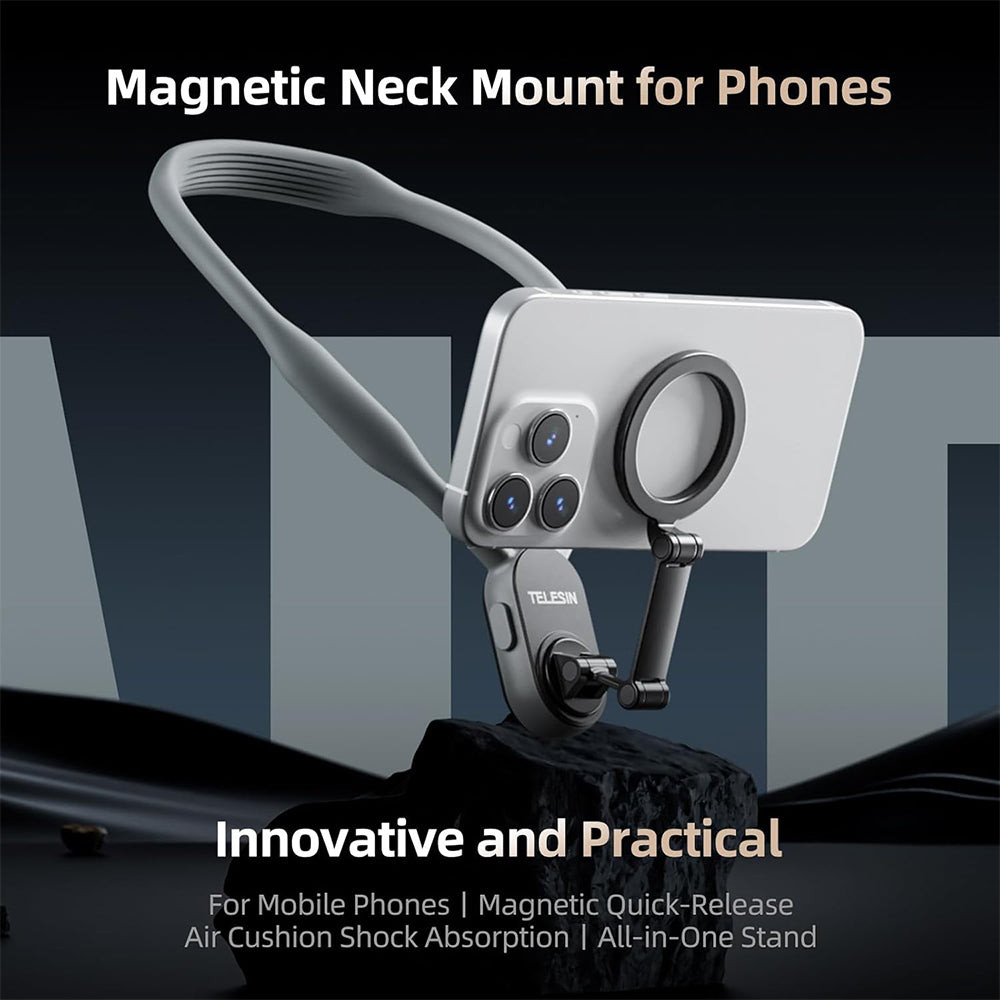 TELESIN Magnetic Neck Mobile Phone Holder - Gray