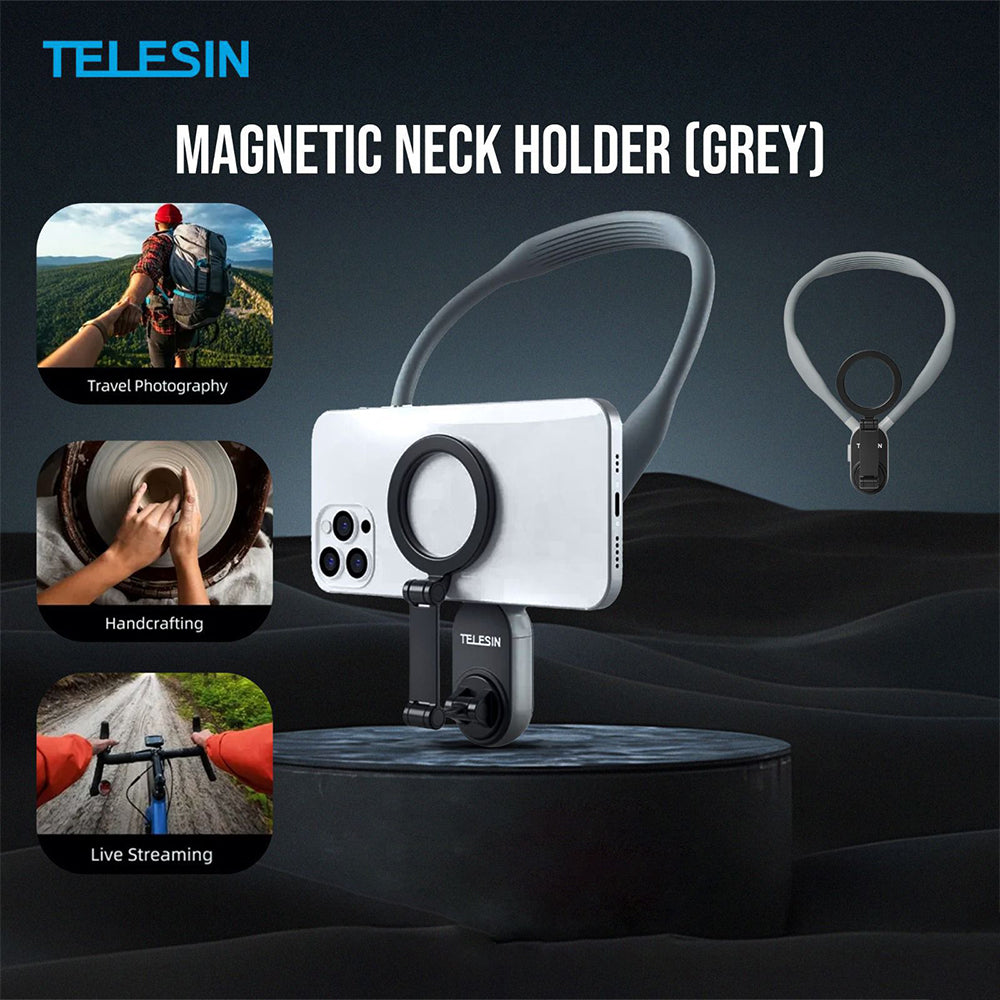 TELESIN Magnetic Neck Mobile Phone Holder - Gray
