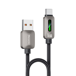 Yesido CA137C USB-A To USB-C Cable Fast Charging 66W 1.2m - Black