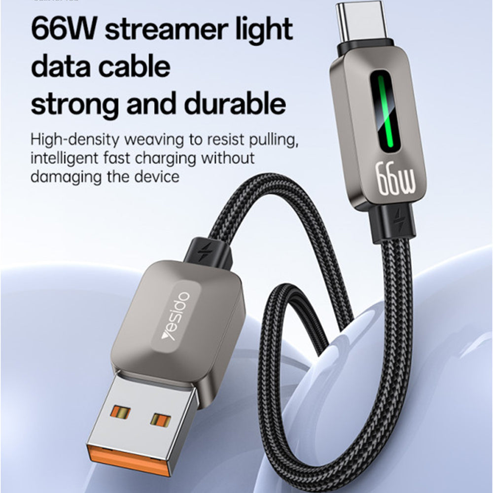 Yesido CA137C USB-A To USB-C Cable Fast Charging 66W 1.2m - Black