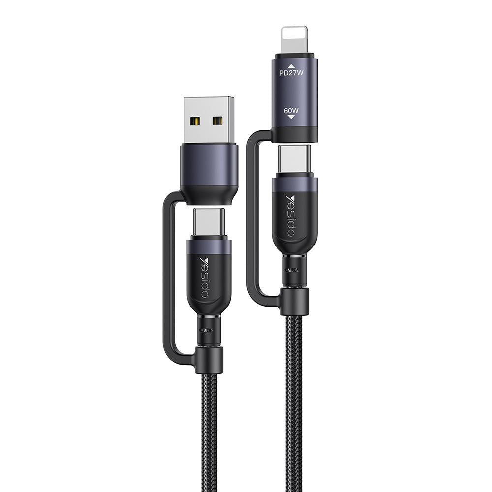 Yesido CA200 4-in-1 Cable 60W Fast Charging 1.2m - Black