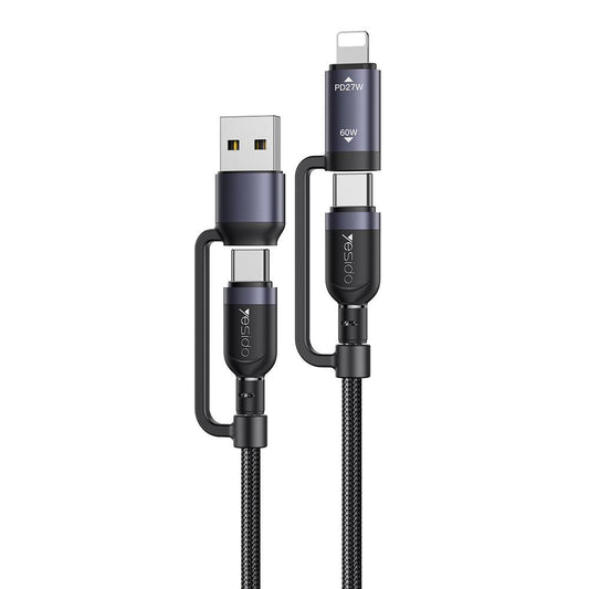Yesido CA200 4-in-1 Cable 60W Fast Charging 1.2m - Black